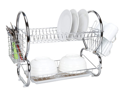 1 of 2:Home Basics 2-Tier Chrome Dish Drainer 
