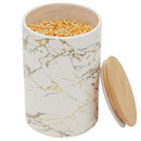 3 of 3:Home Basics Marble Like Large Ceramic Canister with Bamboo Top, White 