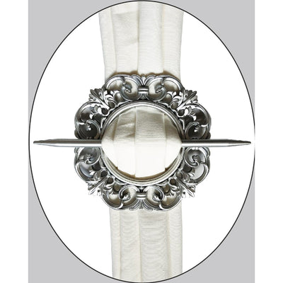 2 of 2:Premius pergamino redondo decorativo de un par de cortineros, dorado, 7 x 7 pulgadas 
