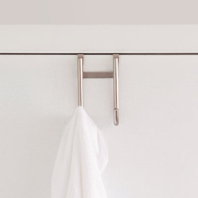 2 of 3:Crochet double de porte robuste en nickel satiné brossé antirouille Home Basics 