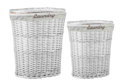 1 of 3:Home Basics  2 Piece  Wicker Hamper with Liner, White 