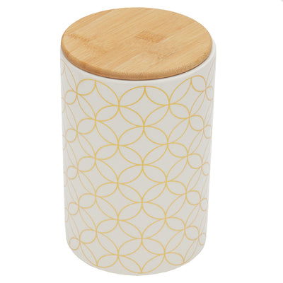 1 of 4:Home Basics Vescia Large Ceramic Canister with Bamboo Top 