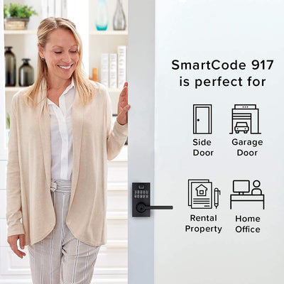 4 of 6:Kwikset SmartCode 917 Residential Electronic Lever Deadbolt Lock, Black 