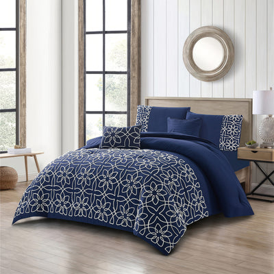 5 of 12:Jezebelle 5 Piece Embroidered Textured Design Comforter Set 