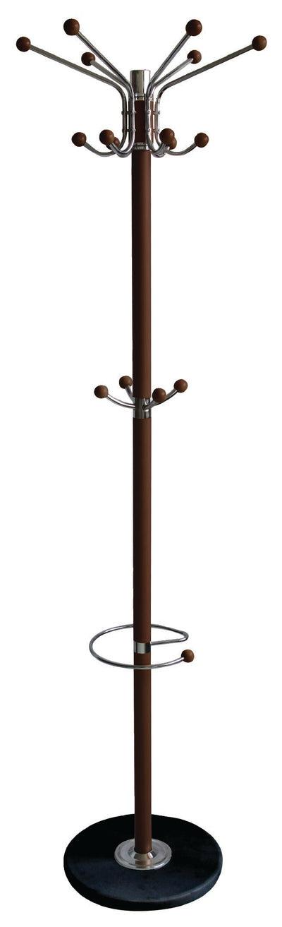 1 of 5:Home Basics Coat Rack with Heavy Duty Marble Base, Mahogany 