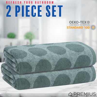 5 of 31:PREMIUS 2 Pack Circles 100% Cotton Yarn Dyed Bath Towel, 27x54 Inches 
