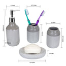 5 of 5:Home Basics Crackle Juego de accesorios de baño de cerámica de 4 piezas, gris 