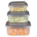 1 of 4:Home Basics 6 Pieces Locking Rectangle Food Storage Containers with Grey Steam Vented Lids 