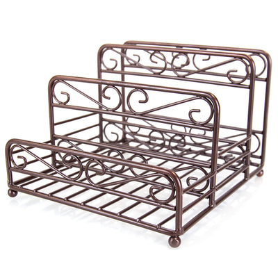2 of 5:Home Basics Scroll Collection Steel Salt And Pepper Napkin Caddy, Bronze 