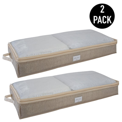1 of 2:Simplify paquete de 2 bolsas de almacenamiento debajo de la cama en beige 