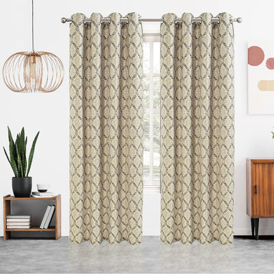 5 of 7:Panel de ventana con ojales de jacquard con eslabones de cadena Sharen, 55 x 84 pulgadas 