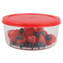 2 of 4:Home Basics Round 32 oz. Borosilicate Glass Food Storage Container with Red Lid 