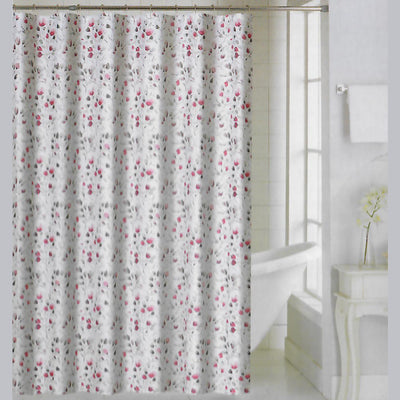 1 of 1:Blossom Floral Blossoming Flower and Leaves Printed Shower Curtain, Red, 70x72 Inches 