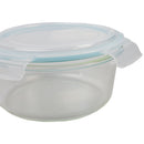 2 of 5:Conceptos básicos del hogar 59 oz. Contenedor redondo de almacenamiento de alimentos de vidrio de borosilicato con tapa de cierre de plástico hermética y a prueba de fugas 