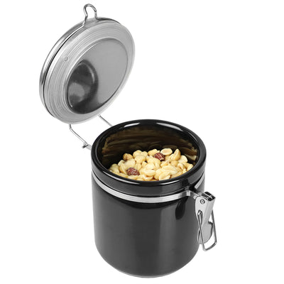 2 of 4:Boîte Home Basics de 950 ml avec couvercle en acier inoxydable, noire 