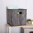 4 of 4:Bac de rangement pliable en tissu non tissé Home Basics, couleur bois, avec poignée à œillets, noir 