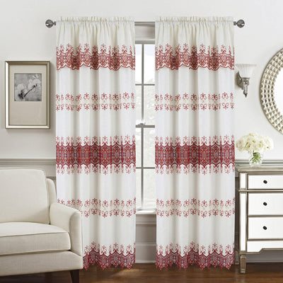 5 of 6:Francine Macrame Jacquard Window Panel with Attached Valance, 55x84 Inches 