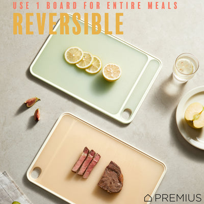 3 of 7:PREMIUS Reversible Non-Slip Cutting Board with Grater, Green, Large, 10.82x16.12 Inches 