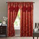 1 of 1:Aurora Tree Leaf Jacquard Window Panel with Attached Valance, Burgundy, 54x84 Inches 