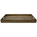 5 of 10:Home Basics Wood-Like Rustic Serving Tray with Cut-Out Handles, Brown 