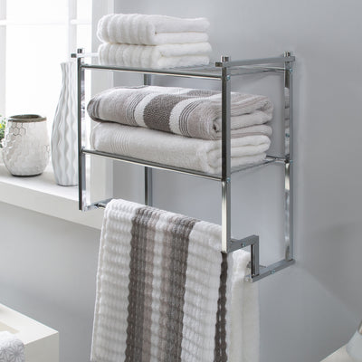 3 of 4:Neu Home 2 Tier Wall Mounted Shelf with Towel Rack 