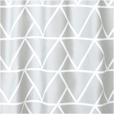 2 of 2:Rideau de douche en tissu iDesign Connected Triangle, gris-blanc, 72 x 72 pouces 