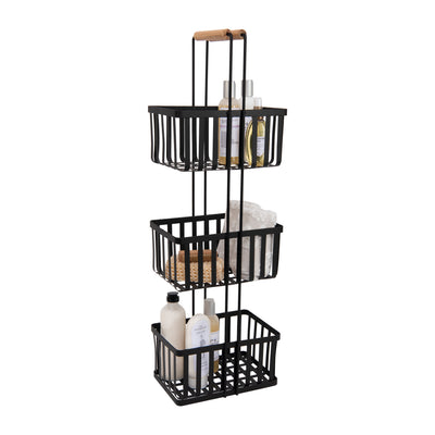 2 of 4:Simplify 3 Tier Metal Spa Tower with Bamboo Handles in Black 