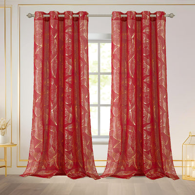 5 of 7:Kezia Metallic Foil Sheer Grommet Window Curtain Panel, 55x84 Inches 