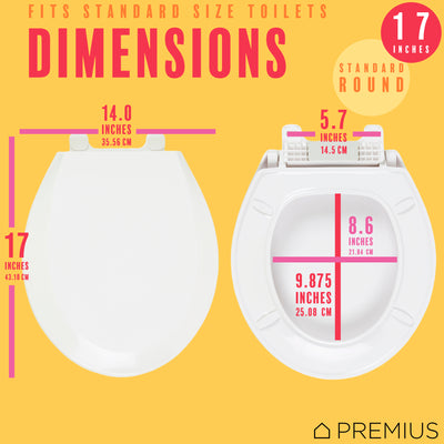 6 of 14:PREMIUS Slow Close Beveled Plastic Toilet Seat, Standard Round, 17 Inches 