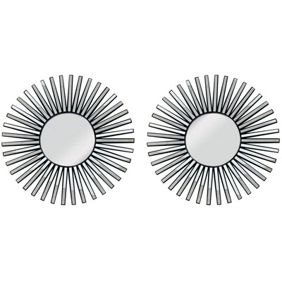 1 of 1:Ensemble de 2 miroirs décoratifs muraux PREMIUS en forme de moulin à vent, noir, 25,4 cm 