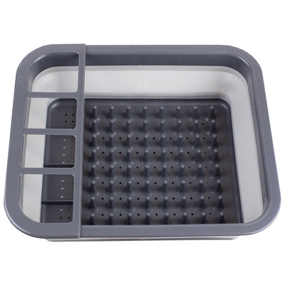 2 of 6:Home Basics Estante para platos plegable de silicona y plástico de fácil almacenamiento, gris 