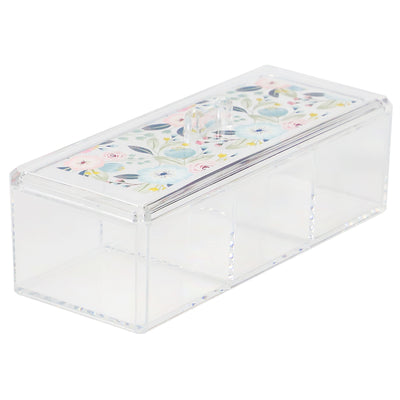 3 of 4:Boîte à cosmétiques en plastique florale Home Basics, transparente 