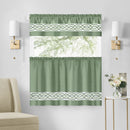 25 of 40:Paige Embroidered Kitchen Curtain and Valance Set, Tiers 55x36, Valance 55x13 Inches 