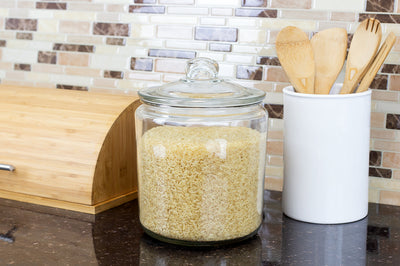 3 of 5:Home Basics Renaissance Collection Large Glass Jar with Easy Grab Knob Handles, Clear 