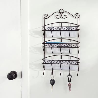 2 of 3:Home Basics Scroll Collection 3 Tier Steel Letter Rack Organizer, Bronze 