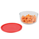 3 of 4:Home Basics Round 55 oz. Borosilicate Glass Food Storage Container with Red Lid 