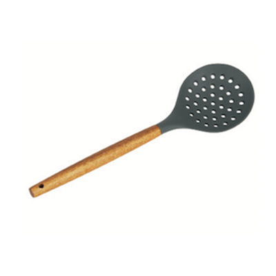 1 of 1:Home Basics Acacia & Silicone Skimmer Slotted Spoon, Black, 3x14 Inches 