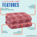 14 of 40:PREMIUS 2 Pack Circles 100% Cotton Yarn Dyed Hand Towel, 16x28 Inches 