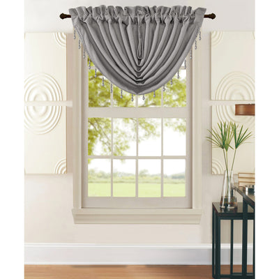 1 of 2:Leah Jacquard Textured Window Panel and Valance Treatments,  Silver, All Sold Separately 