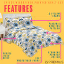 2 of 9:Ensemble de courtepointe infroissable en microfibre PREMIUS Eliana, 3 pièces, bleu-jaune 
