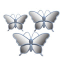 1 of 2:PREMIUS 3 Piece Butterfly Mirror Wall Decor Set, Silver, 14x12x10 Inches 