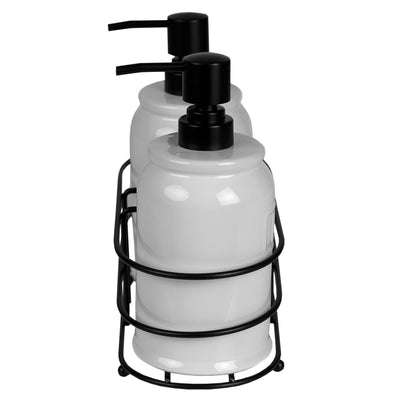 3 of 7:Home Basics 3-Piece Soap And Lotion Dispenser Caddy Set, White, 17.7 Ounces 