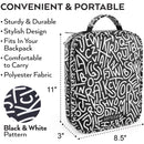 4 of 4:Arteza Estuche organizador, 64 ranuras elásticas, capacidad para 205 lápices, patrón blanco y negro 