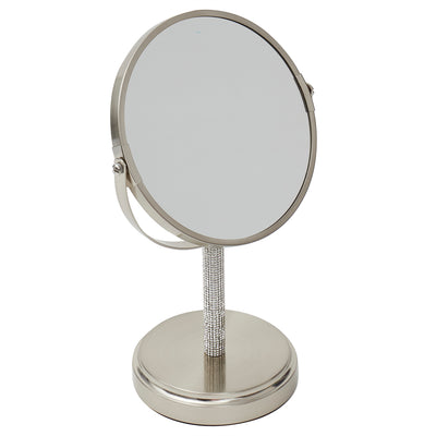 1 of 4:Home Basics Diamond Double Sided Cosmetic Mirror, (1x/5x Magnification), Satin Nickel 