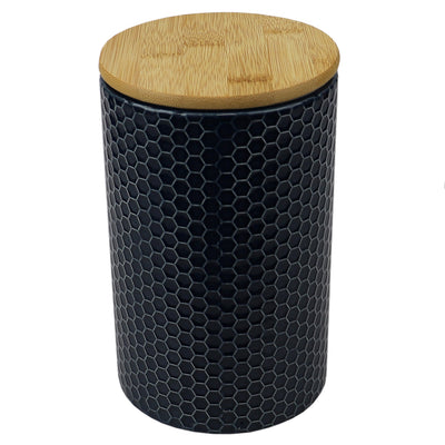 3 of 4:Grand pot en céramique nid d'abeille Home Basics, bleu marine 