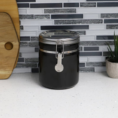 4 of 4:Boîte Home Basics de 950 ml avec couvercle en acier inoxydable, noire 