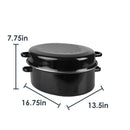 4 of 7:Home Basics Sartén ovalada profunda antiadherente de acero al carbono esmaltado con tapa, negro, 16 pulgadas 