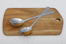 4 of 4:Home Basics 2 Piece Stainless Steel Hosting Serving Set with Hammered Finish Handles, Silver 