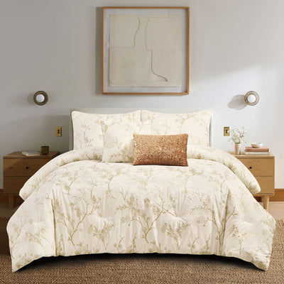 1 of 12:Ensemble de couette réversible Séoul 5 pièces en chenille métallisé brillant 