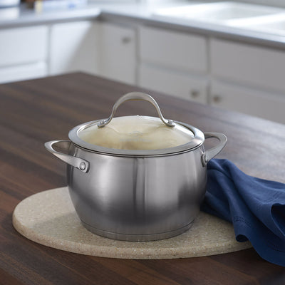 3 of 3:Diamond Stainless Steel Casserole Stockpot With Tempered Glass Lid, 3 Quart 